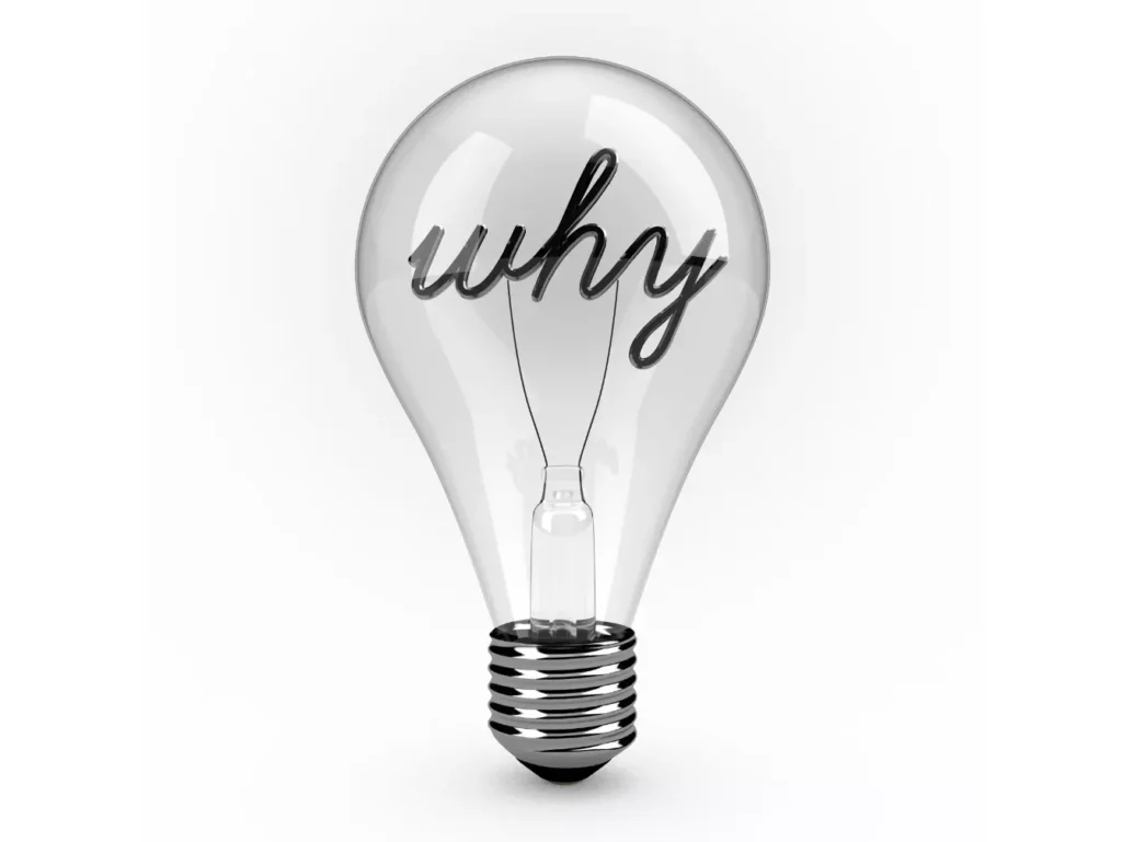 A light bulb with the word " why " written on it.